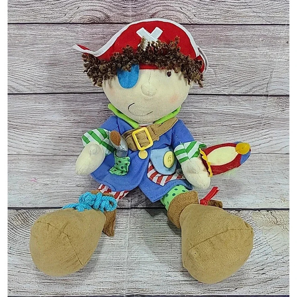 Manhattan Toy Plush Teach Me How To Dress Boy Pirate Stuffed Doll Rattle 13" - Picture 1 of 8